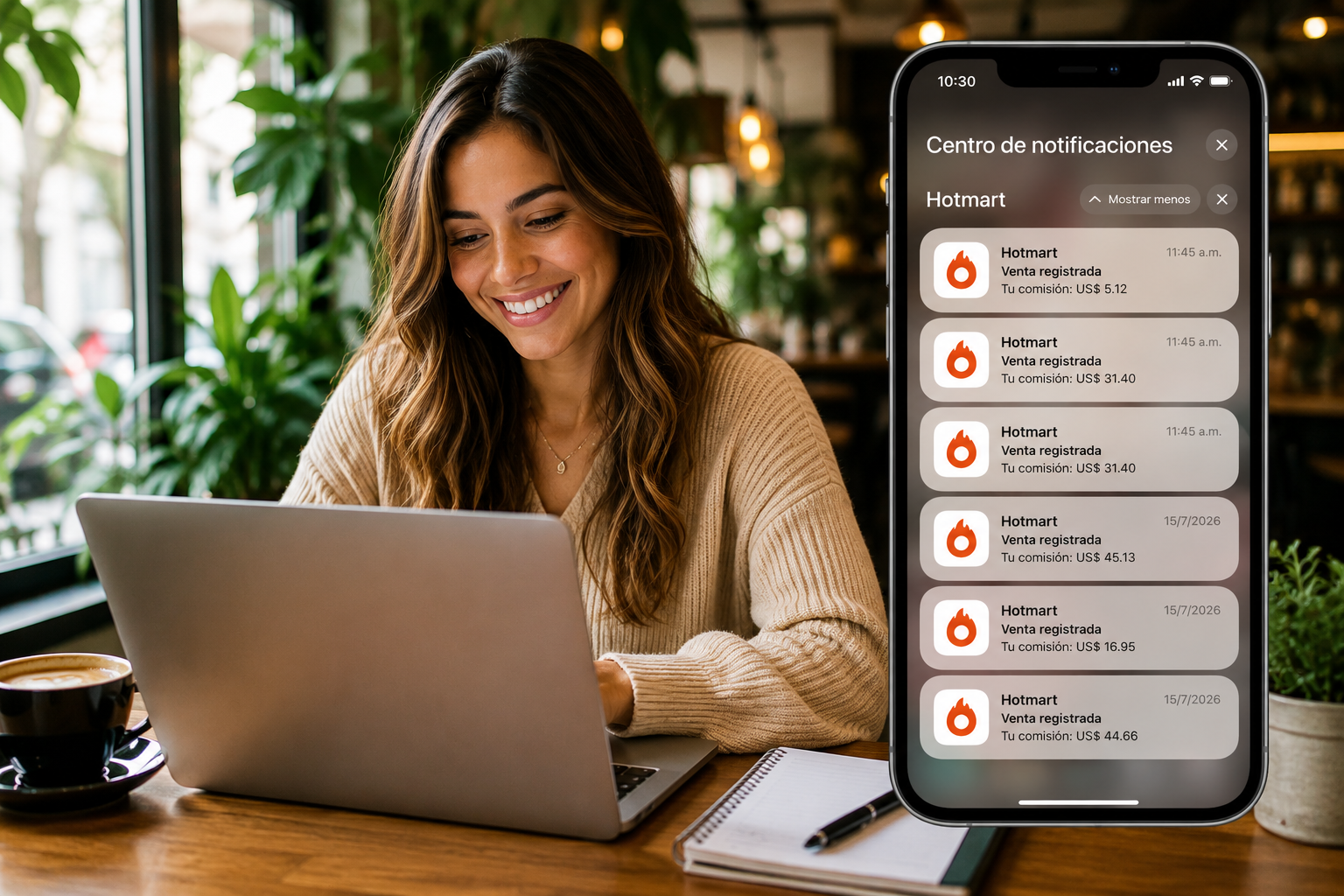 Notificaciones de comisiones en Hotmart